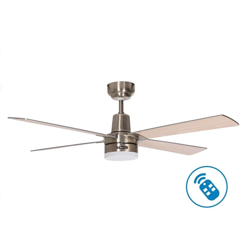 

Ventilador de techo súper silencioso con motor DC, reversible, luz y mando a distancia para superficies de 40m2
