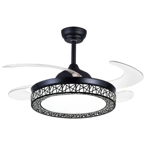 INTERLUSA Ventilador de Techo NIDO, BEL AIR HOME - con Motor DC y Aspas Desplegables con Luz Led 36W (3000K, 4000K, 6500K) Con Mando a Distancia Incluido (Negro)
