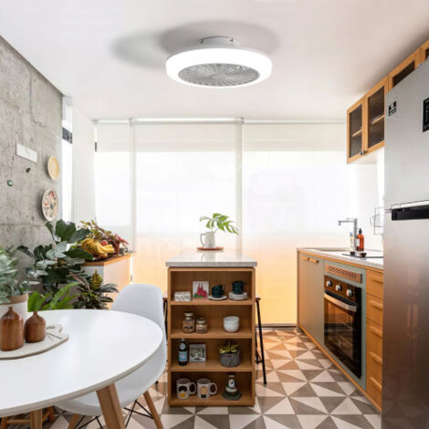 Ventilador de techo plano de 46 cm con luz y mando a distancia