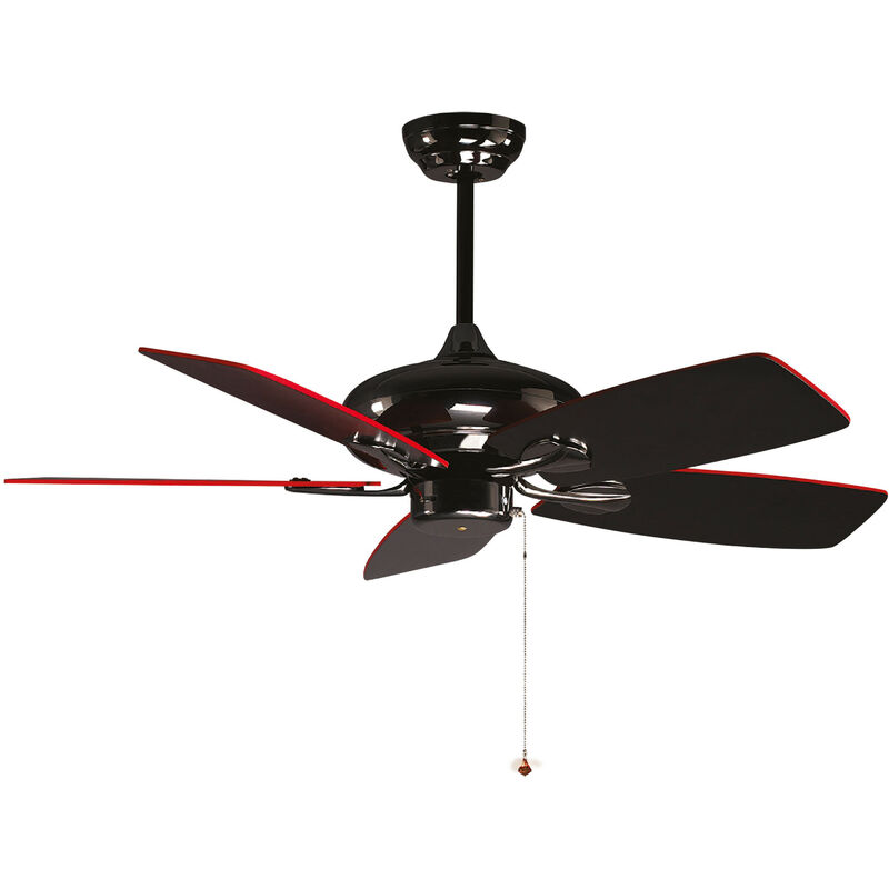 

RedWin de Purline By KlassFan es un ventilador de techo reversible níquel negro con aspas negro rojo con LED