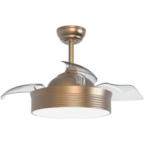 Ventilador de techo retráctil con luz dorado