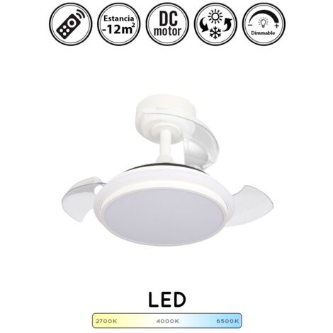 Ventilador de techo retráctil con luz silencioso DC con mando Antila blanco 55 cm invierno-verano color luz regulable