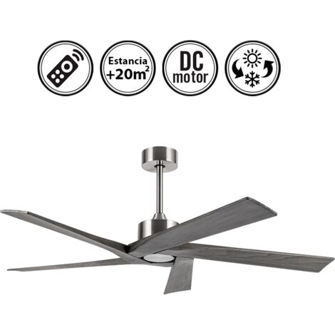Ventilador de techo rústico "Nadir" (39W motor DC 42dB) IP20 color níquel y marrón