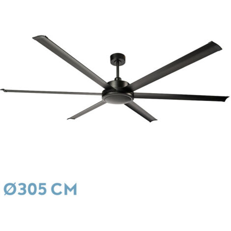Ventilador de techo "Sansón" con control remoto (55W motor DC 48dB) IP20 Ø305cm color negro