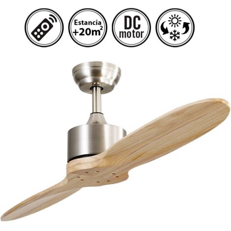 Ventilador de techo sin luz silencioso DC con mando Leste haya 132 cm invierno-verano
