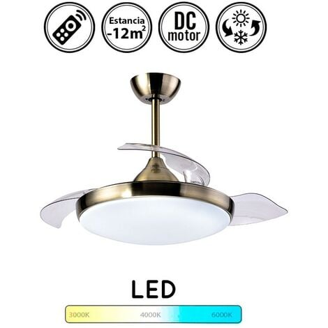 Ventilador LED Techo, 45W con aspas plegables Moss níquel