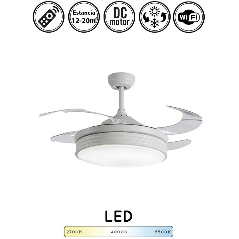 

Sulion - Ventilador de techo WiFi serie Bombay blanco con luz LED