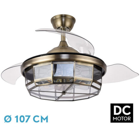 Ventilador de techo "Tornado" con control remoto 5xE27 (32W motor DC 45dB) IP20 Ø107cm color cuero