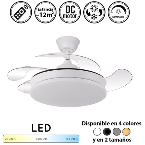 Ventilador de techo tridente  Lampara ventilador de techo con luz 59W 6980Lm  mejor ventilador de techo 2025 calidad precio Blanco Pequeño diametro: 40-91 cm Blanco Pequeño diametro: 40-91 cm