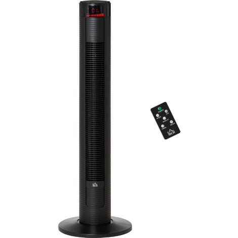 Ventilador de Torre 96 cm 45W con Mando a Distancia 3 Velocidades 4 Modos Oscilación de 70° Pantalla LED Táctil Temporizador 12h y Asa de Transporte