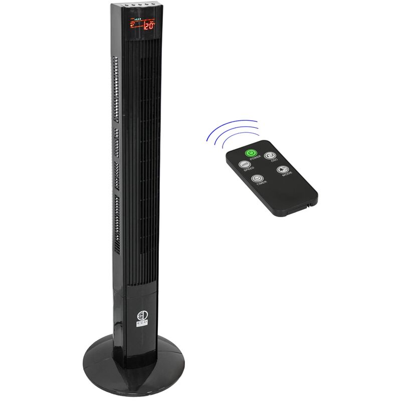 

Ventilador torre portatil columna silencioso oscilante 45W negro 116cm + remoto