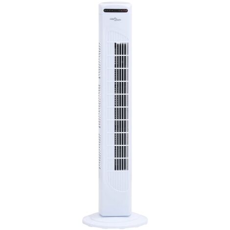 vidaXL Ventilador de Torre Oscilante Pedestal Blanco/Negro