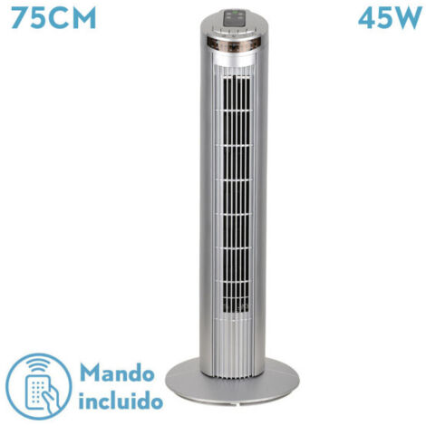 Ventilador de Torre Orbigo Plata 45W con Remoto Oscilante