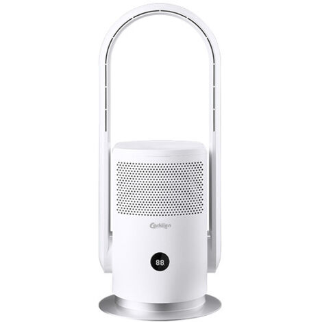 Ventilador de torre silencioso con purificador de aire, diseño sin aspas, control remoto, altura de 60 cm, adecuado para dormitorio, oficina, 021UF blanco