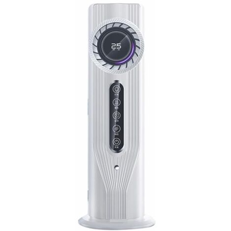 Ventilador de torre silencioso para dormitorio con humidificación por nebulización, USB, portátil, blanco.