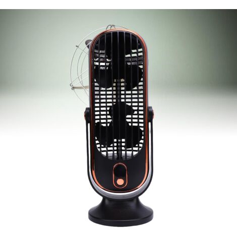Ventilador de torre USB recargable, 5 velocidades, motor sin escobillas, compacto, color negro, ideal para el hogar y la oficina.
