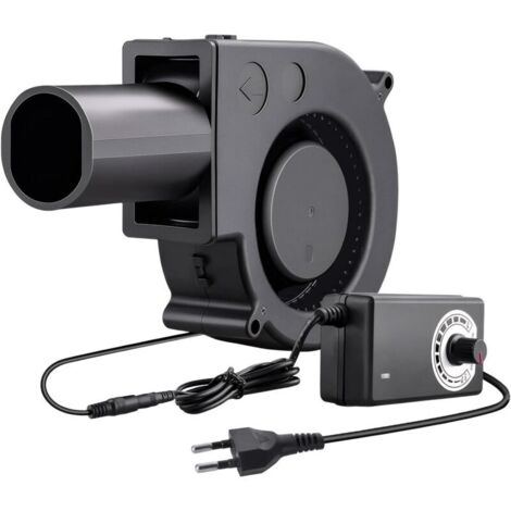 Ventilador de turbina de 12 V, ventilador radial ajustable con control de velocidad y salida de aire, para chimeneas, picnics, camping, barbacoas, aire acondicionado y ventilación