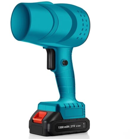 Ventilador de turbina, ventilador de aspas inalámbrico, ventilador eléctrico recargable para soplar hojas y polvo con batería y cargador (azul)
