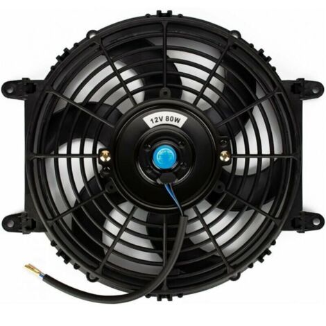 Ventilador eléctrico universal de 28 cm - Ventilador de radiador de 12 V - Aspas del motor - 80 W - Kit de montaje