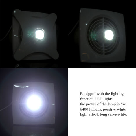 [Ventilador extractor de pared] [Potencia 28W] [LED] Ventilador de salón con iluminación LED para montaje en pared, tamaño 205x205mm, color blanco, 1 unidad.