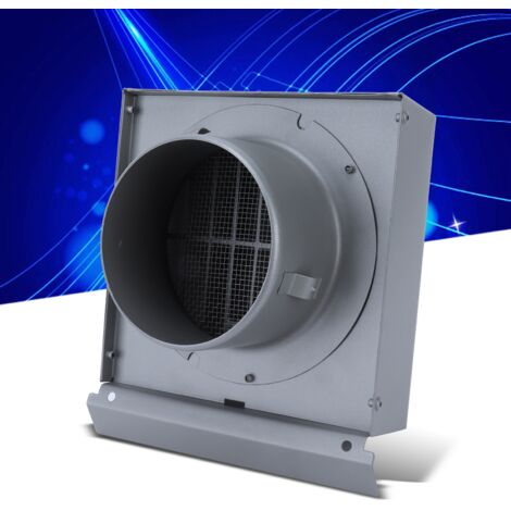 Ventilador extractor mural de acero inoxidable gris para campanas extractoras y sistemas de extracción, resistente a insectos y a la intemperie, incluye cubierta, 100 mm de diámetro.