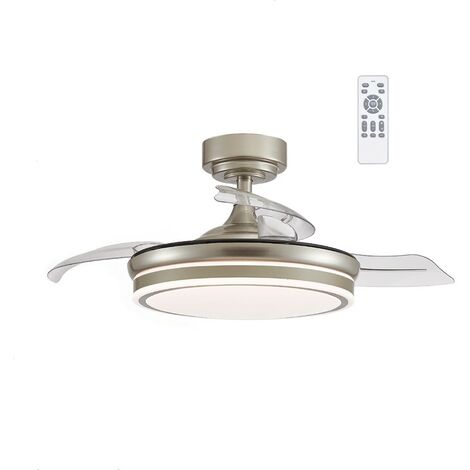 Ventilador LED aspas plegables Mini Moss Níquel 35W 3900 Lm CCT