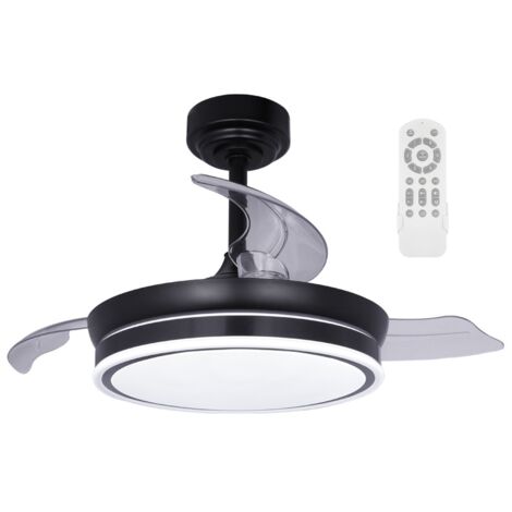 Ventilador LED aspas plegables Perla Mini Negro CCT Dim (46W)