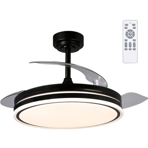 Ventilador LED aspas plegables Perla Negro CCT Dim (72W)