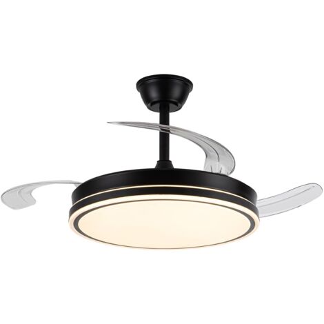 Ventilador LED aspas retráctiles Evo Negro 72W 7920Lm CCT Dim Smart