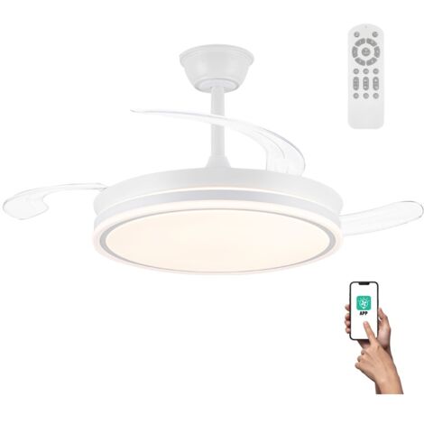 Ventilador LED aspas retráctiles Miso Evo Blanco CCT Dim (72W)