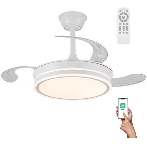 Ventilador LED aspas retráctiles Miso Evo Mini Blanco CCT Dim (46W)