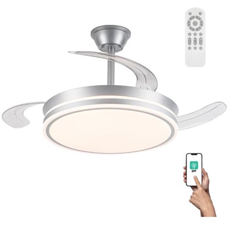 Ventilador LED aspas retráctiles Miso Evo Plata CCT Dim (72W)
