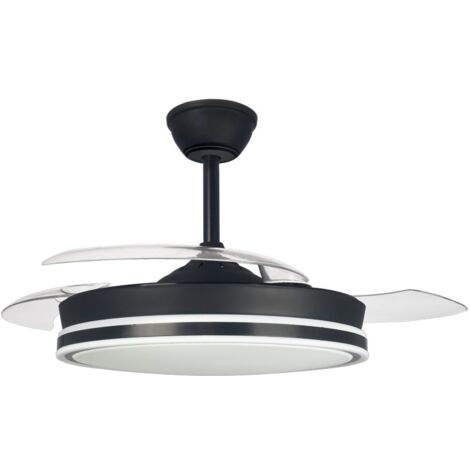 Ventilador LED aspas retráctiles Supereco Negro 45W 4400Lm CCT