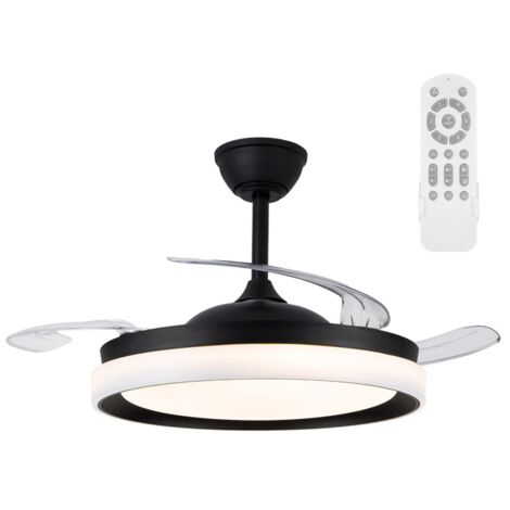 Ventilador LED con aspas retráctiles Nestera Eco Negro CCT Dim (45W)