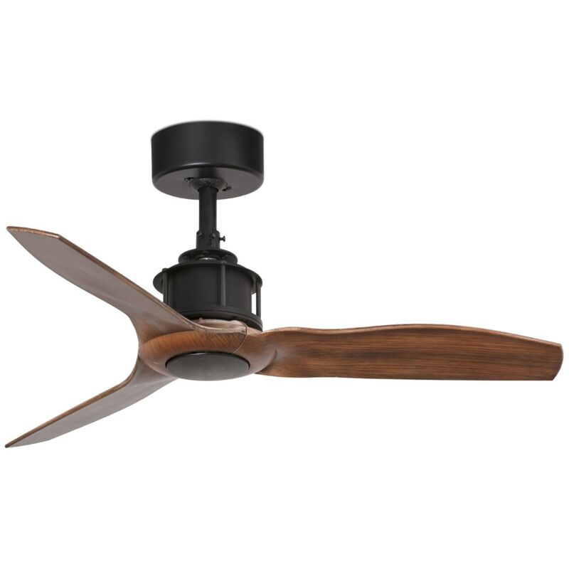 

Faro Barcelona - JUST FAN Ventilador de techo negro/madera sin luz - NEGRO MATE
