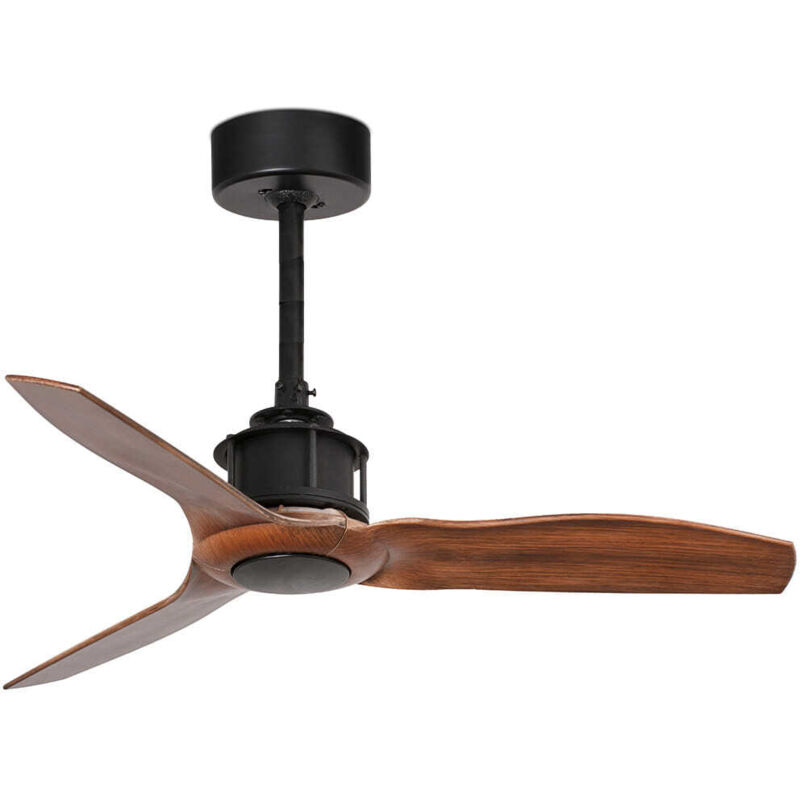 Faro Just Fan Xs - Ventilador de techo de madera negro con motor dc 3 aspas 81cm