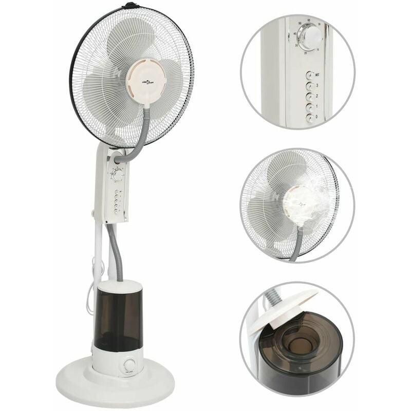 

Happyshopping - Ventilador nebulizador de pie 3 velocidades blanco