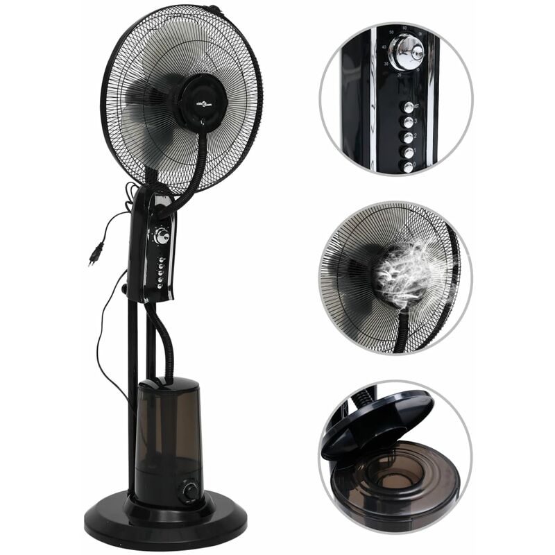 

Ventilador nebulizador de pie 3 velocidades negro
