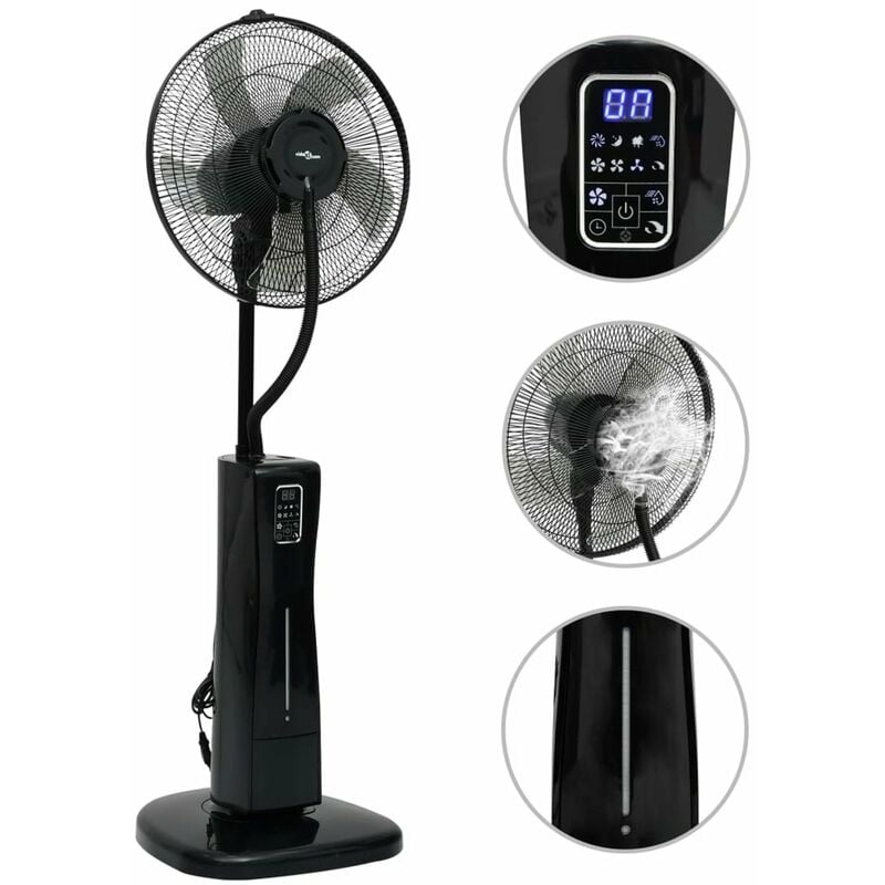 

Happyshopping - Ventilador nebulizador de pie con mando a distancia negro