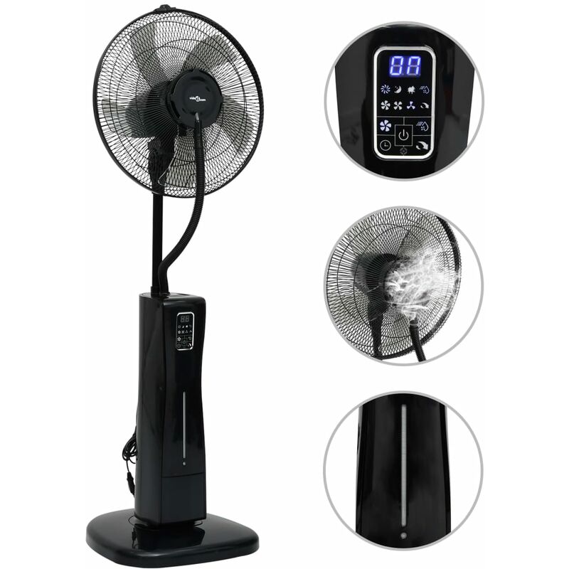 

Ventilador nebulizador de pie con mando a distancia negro