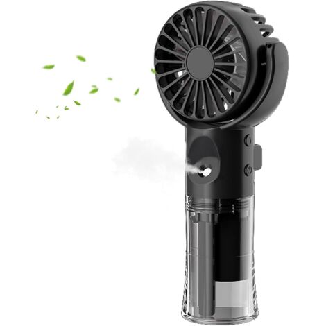 Ventilador nebulizador portátil y recargable con 4 velocidades, ideal para viajes y uso en exteriores (negro).