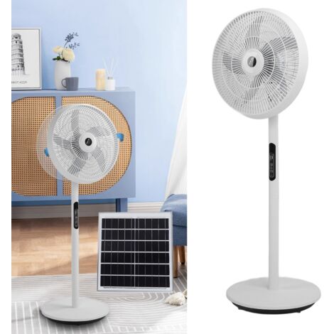Ventilador oscilante solar con batería y mando a distancia, 18000 mAh, 3 velocidades, funcionamiento silencioso, ABS – ideal para el hogar, la oficina, el dormitorio y para acampar.