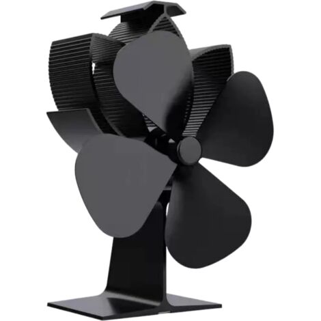 Ventilador para chimenea, ventilador para estufa alimentado por calor, negro, 4 aspas, ventilador silencioso para chimenea, distribución eficiente del calor.