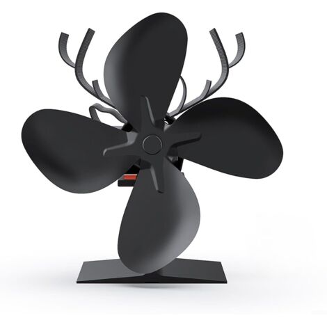 Ventilador para estufa de leña con 4 aspas - Funciona con calor - Protección contra sobrecalentamiento - Flujo de aire óptimo y ahorro de energía