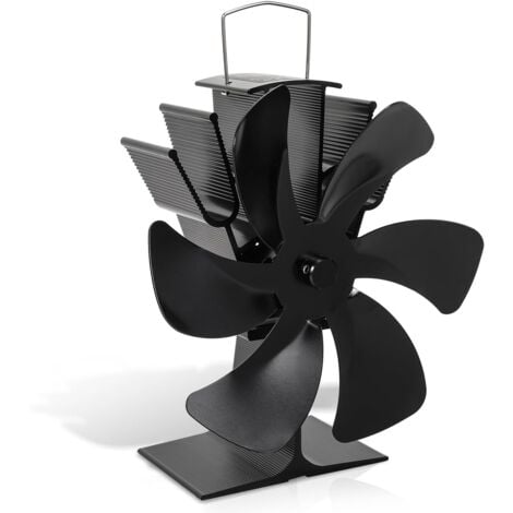 FITAGS Ventilador para estufa de leña con 6 aspas, alta eficiencia de distribución del calor, funcionamiento silencioso, ventilador para estufa de pellets para chimenea, estufa de leña, accesorios para quema