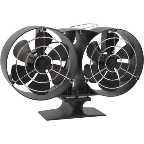 Ventilador para estufas de leña con doble motor y doble cabezal, arranque a baja temperatura, ecológico y silencioso.