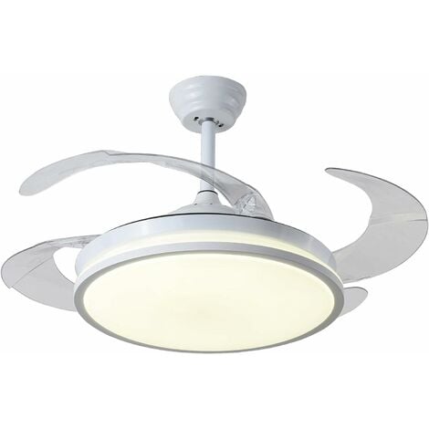 Ventilador Plafón de Techo, BEL AIR HOME - Serie DUNE, Color Blanco, Motor DC, Aspas Desplegables, Luz Led 36W (3000K, 4000K, 6500K) Mando a Distancia Incluido