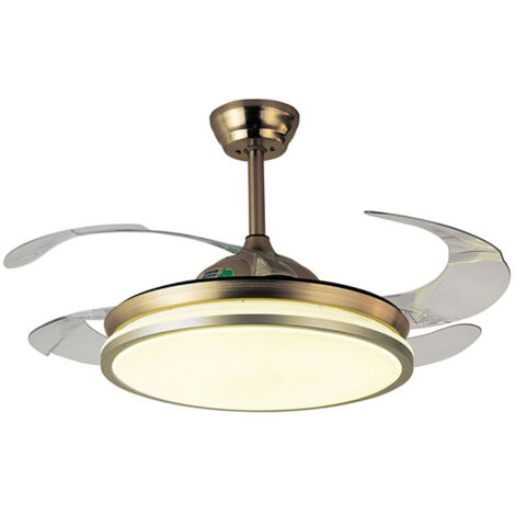 Ventilador Plafón de Techo, BEL AIR HOME - Serie DUNE, Color Cuero, Motor DC, Aspas Desplegables, Luz Led 36W (3000K, 4000K, 6500K) Mando a Distancia Incluido