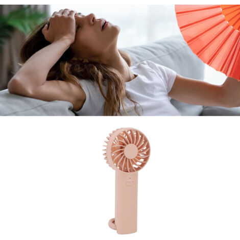 Ventilador portátil con gancho, 3 velocidades, silencioso, recargable, ligero, de bolsillo, color rosa, ideal para viajes, playa, ciclismo y acampada.
