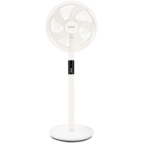 Ventilador portátil de pie "Sanluri" regulable con mando a distancia (15W motor DC 265V) Ø43x130cm color blanco